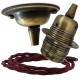 Antique Brass Ceiling Pendant Kit and E27 Lampholder with Rich Burgundy Flex
