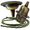 Antique Brass Ceiling Pendant Kit and E27 Lampholder with Green Flex