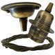 Antique Brass Ceiling Pendant Kit and E27 Lampholder with Khaki Green Flex Antique Brass Ceiling Pendant Kit and E27 Lampholder with Khaki Green Flex