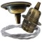 Antique Brass Ceiling Pendant Kit and E27 Lampholder with Silver Flex