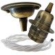 Antique Brass Ceiling Pendant Kit and E27 Lampholder with White Flex