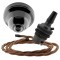 Black Bakelite Ceiling Pendant Kit and B22 Bronze Bulb Holder with 1M Bronze Flex