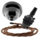 Black Bakelite Ceiling Pendant Kit and B22 Bronze Bulb Holder with 1M Bronze Flex