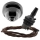 Black Bakelite Ceiling Pendant Kit and B22 Bronze Bulb Holder with 1M Brown Flex