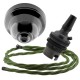 Black Bakelite Ceiling Pendant Kit and B22 Bronze Bulb Holder with 1M Green Flex