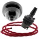 Black Bakelite Ceiling Pendant Kit and B22 Bronze Bulb Holder with 1M Bright Red Flex