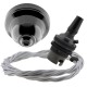 Black Bakelite Ceiling Pendant Kit and B22 Bronze Bulb Holder with 1M Silver Flex