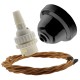Black Bakelite Ceiling Pendant Kit with B22 White Thermoset Lampholder and Antique Gold Flex Black Bakelite Ceiling Pendant Kit with B22 White Thermoset Lampholder and Antique Gold Flex