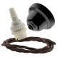 Black Bakelite Ceiling Pendant Kit with B22 White Thermoset Lampholder and Mocha Brown Flex Black Bakelite Ceiling Pendant Kit with B22 White Thermoset Lampholder and Mocha Brown Flex