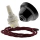Black Bakelite Ceiling Pendant Kit with B22 White Thermoset Lampholder and Rich Burgundy Flex Black Bakelite Ceiling Pendant Kit with B22 White Thermoset Lampholder and Rich Burgundy Flex