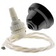 Black Bakelite Ceiling Pendant Kit with B22 White Thermoset Lampholder and Classic Ivory Flex Black Bakelite Ceiling Pendant Kit with B22 White Thermoset Lampholder and Classic Ivory Flex