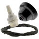Black Bakelite Ceiling Pendant Kit with B22 White Thermoset Lampholder and Khaki Green Flex Black Bakelite Ceiling Pendant Kit with B22 White Thermoset Lampholder and Khaki Green Flex