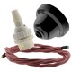 Black Bakelite Ceiling Pendant Kit with B22 White Thermoset Lampholder and Dusky Pink Flex Black Bakelite Ceiling Pendant Kit with B22 White Thermoset Lampholder and Dusky Pink Flex