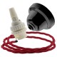 Black Bakelite Ceiling Pendant Kit with B22 White Thermoset Lampholder and Bright Red Flex Black Bakelite Ceiling Pendant Kit with B22 White Thermoset Lampholder and Bright Red Flex