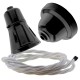 Black Bakelite Ceiling Pendant Kit with B22 Black Traditional Lampholder and White Flex