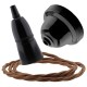 Black Bakelite Ceiling Pendant Kit with B22 Black Bakelite Lampholder and Bronze Flex Black Bakelite Ceiling Pendant Kit with B22 Black Bakelite Lampholder and Bronze Flex