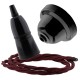 Black Bakelite Ceiling Pendant Kit with B22 Black Bakelite Lampholder and Rich Burgundy Flex Black Bakelite Ceiling Pendant Kit with B22 Black Bakelite Lampholder and Rich Burgundy Flex