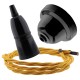 Black Bakelite Ceiling Pendant Kit with B22 Black Bakelite Lampholder and Gold Flex