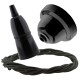 Black Bakelite Ceiling Pendant Kit with B22 Black Bakelite Lampholder and Khaki Green Flex Black Bakelite Ceiling Pendant Kit with B22 Black Bakelite Lampholder and Khaki Green Flex