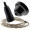 Black Bakelite Ceiling Pendant Kit with B22 Black Bakelite Lampholder and Linen Flex
