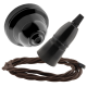 Black Bakelite Ceiling Pendant Kit with B22 Skirted Lampholder and Mocha Brown Flex Black Bakelite Ceiling Pendant Kit with B22 Skirted Lampholder and Mocha Brown Flex