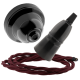 Black Bakelite Ceiling Pendant Kit with B22 Skirted Lampholder and Rich Burgundy Flex Black Bakelite Ceiling Pendant Kit with B22 Skirted Lampholder and Rich Burgundy Flex