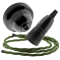 Black Bakelite Ceiling Pendant Kit with B22 Skirted Lampholder and Green Flex