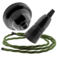 Black Bakelite Ceiling Pendant Kit with B22 Skirted Lampholder and Green Flex Black Bakelite Ceiling Pendant Kit with B22 Skirted Lampholder and Green Flex