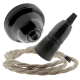 Black Bakelite Ceiling Pendant Kit with B22 Skirted Lampholder and Linen Effect Flex Black Bakelite Ceiling Pendant Kit with B22 Skirted Lampholder and Linen Effect Flex