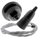 Black Bakelite Ceiling Pendant Kit with B22 Skirted Lampholder and Silver Flex Black Bakelite Ceiling Pendant Kit with B22 Skirted Lampholder and Silver Flex