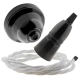 Black Bakelite Ceiling Pendant Kit with B22 Skirted Lampholder and White Flex Black Bakelite Ceiling Pendant Kit with B22 Skirted Lampholder and White Flex