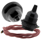 Black Bakelite Ceiling Pendant Kit and E27 Bulb Holder with Dusky Pink Flex