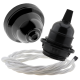 Black Bakelite Ceiling Pendant Kit and E27 Bulb Holder with White Flex