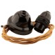 All Brown Bakelite Ceiling Pendant Kit and B22 Bulb Holder with 1M Gold Flex