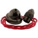 All Brown Bakelite Ceiling Pendant Kit and B22 Bulb Holder with 1M Bright Red Flex