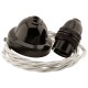 All Brown Bakelite Ceiling Pendant Kit and B22 Bulb Holder with 1M Silver Flex