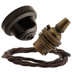 Brown Bakelite Ceiling Pendant Kit with B22 Antique Brass Lampholder and Mocha Brown Flex Brown Bakelite Ceiling Pendant Kit with B22 Antique Brass Lampholder and Mocha Brown Flex