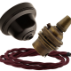 Brown Bakelite Ceiling Pendant Kit with B22 Antique Brass Lampholder and Rich Burgundy Flex Brown Bakelite Ceiling Pendant Kit with B22 Antique Brass Lampholder and Rich Burgundy Flex