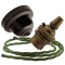 Brown Bakelite Ceiling Pendant Kit with B22 Antique Brass Lampholder and Green Flex