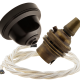 Brown Bakelite Ceiling Pendant Kit with B22 Antique Brass Lampholder and Classic Ivory Flex Brown Bakelite Ceiling Pendant Kit with B22 Antique Brass Lampholder and Classic Ivory Flex