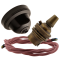 Brown Bakelite Ceiling Pendant Kit with B22 Antique Brass Lampholder and Dusky Pink Flex