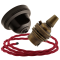 Brown Bakelite Ceiling Pendant Kit with B22 Antique Brass Lampholder and Bright Red Flex