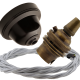 Brown Bakelite Ceiling Pendant Kit with B22 Antique Brass Lampholder and Silver Flex Brown Bakelite Ceiling Pendant Kit with B22 Antique Brass Lampholder and Silver Flex