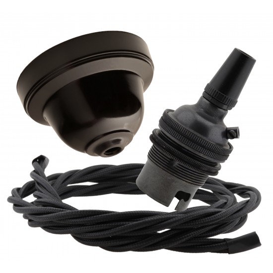 Brown Bakelite Ceiling Pendant Kit and B22 Bronze Bulb Holder with 1M Black Flex Brown Bakelite Ceiling Pendant Kit and B22 Bronze Bulb Holder with 1M Black Flex