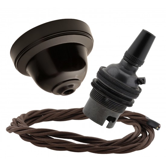 Brown Bakelite Ceiling Pendant Kit and B22 Bronze Bulb Holder with 1M Brown Flex Brown Bakelite Ceiling Pendant Kit and B22 Bronze Bulb Holder with 1M Brown Flex