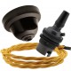 Brown Bakelite Ceiling Pendant Kit and B22 Bronze Bulb Holder with 1M Gold Flex