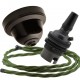 Brown Bakelite Ceiling Pendant Kit and B22 Bronze Bulb Holder with 1M Green Flex