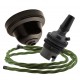 Brown Bakelite Ceiling Pendant Kit and B22 Bronze Bulb Holder with 1M Green Flex