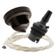 Brown Bakelite Ceiling Pendant Kit and B22 Bronze Bulb Holder with 1M Ivory Flex