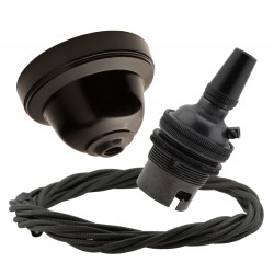 Brown Bakelite Ceiling Pendant Kit and B22 Bronze Bulb Holder with 1M Khaki Green Flex Brown Bakelite Ceiling Pendant Kit and B22 Bronze Bulb Holder with 1M Khaki Green Flex
